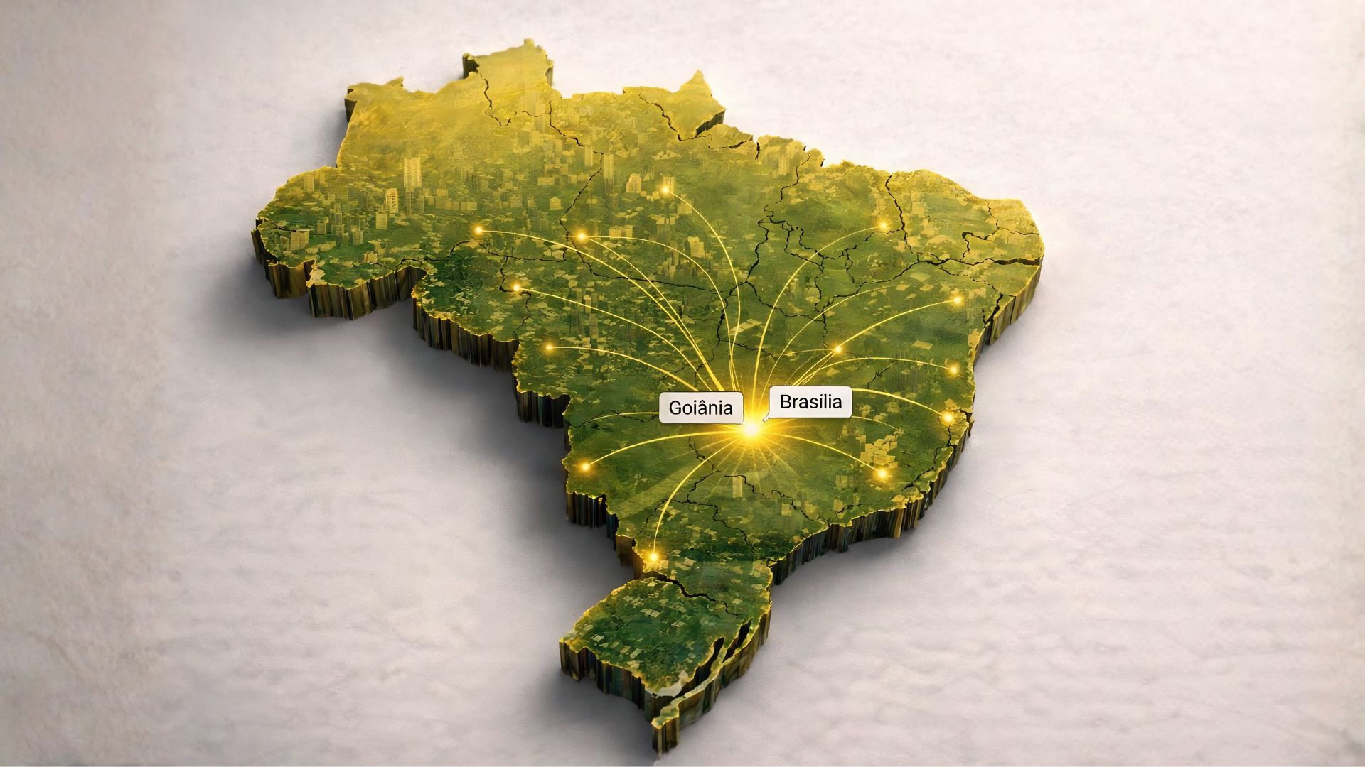 Mapa do Brasil com destaque para Goiânia e Brasília