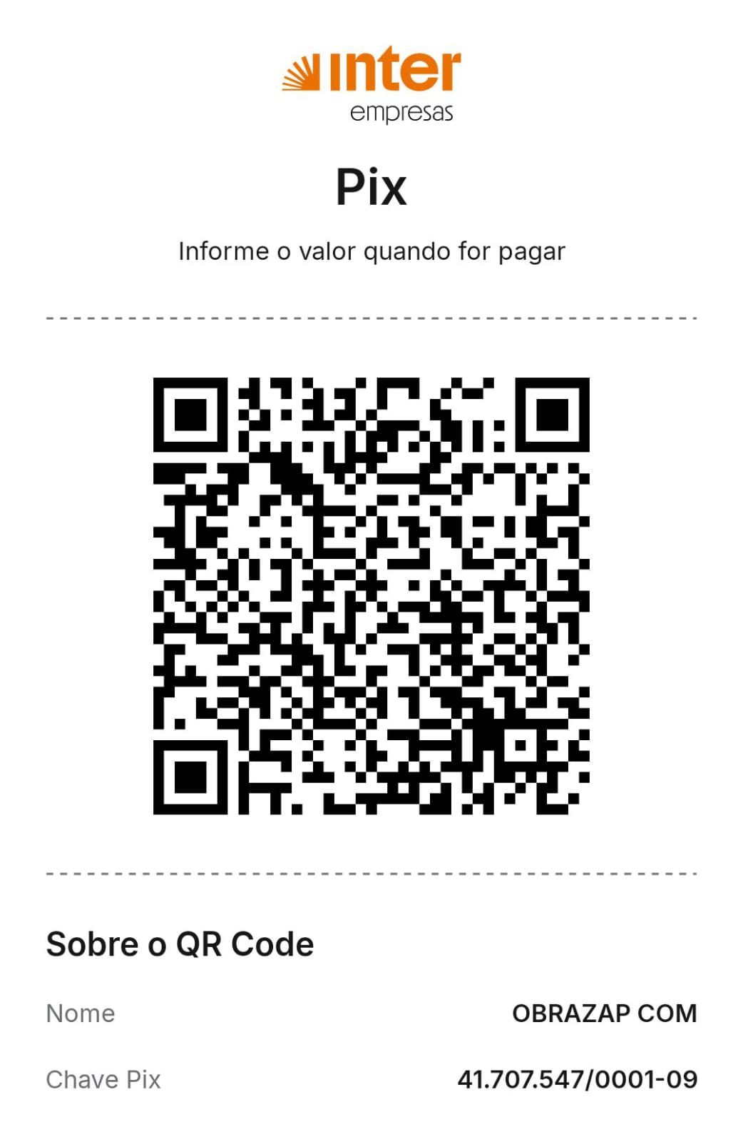 QR Code PIX ObraZAP