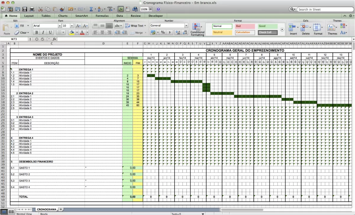 Elaboração de cronograma físico-financeiro